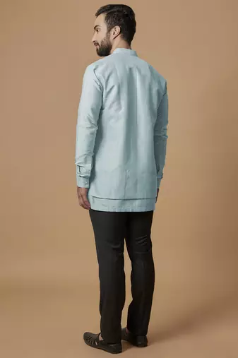 Sky blue layered shirt kurta