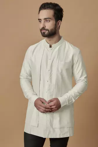 Off-white layered shirt kurta