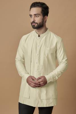 Beige layered shirt kurta 2