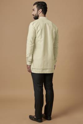 Beige layered shirt kurta 3