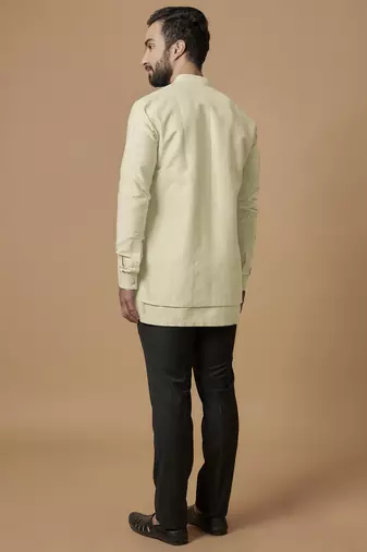 Beige layered shirt kurta
