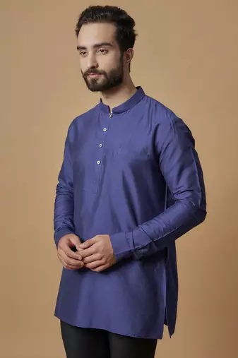 Indigo pintucked shirt kurta