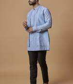 Ice blue layered shirt kurta