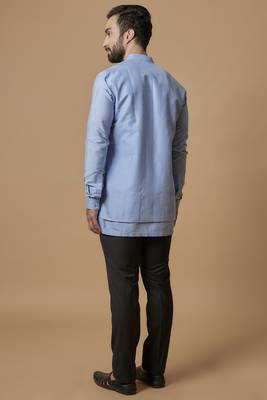Ice blue layered shirt kurta 3