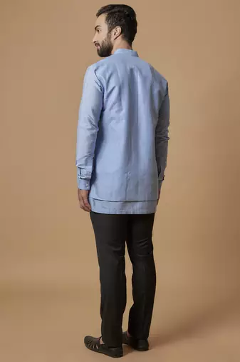 Ice blue layered shirt kurta