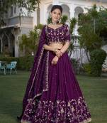 Designer Art Silk Embroidery Sequin work Lehenga Choli with Dupatta for Women