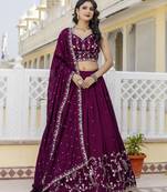 Designer Art Silk Embroidery Sequin work Lehenga Choli with Dupatta for Women