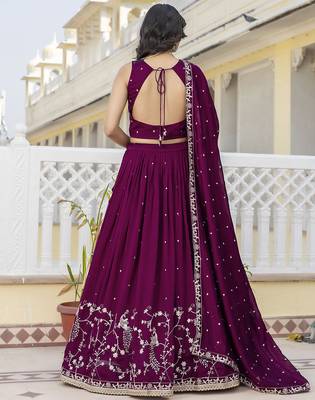 Designer Art Silk Embroidery Sequin work Lehenga Choli with Dupatta for Women 2