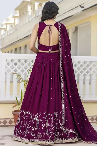 Trendmalls Designer Art Silk Embroidery Sequin work Lehenga Choli with Dupatta for Women