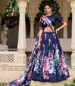 Summer Special Light Jam Satin Flower Printed Lehenga Choli with Dupatta for Women