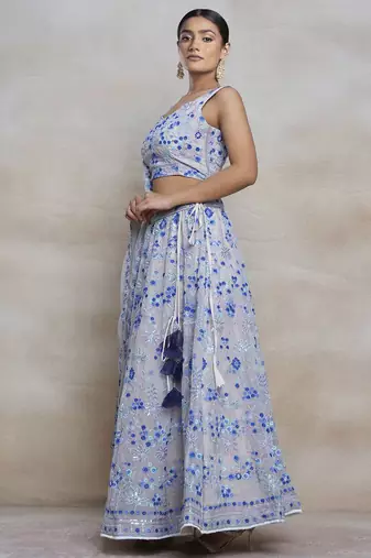 Vibrant Multicolor Sequin Embroidered Faux Georgette Lehenga Set For Wedding
