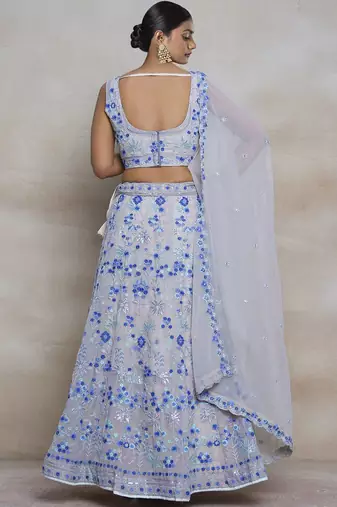Vibrant Multicolor Sequin Embroidered Faux Georgette Lehenga Set For Wedding