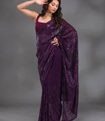 Georgette Sequence Embroidery Work Saree with Unstitch Blouse Piece