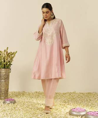 Blush pink aiza - short chauga with salwar 1