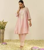 Blush pink aiza - short chauga with salwar
