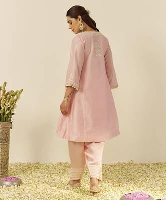 Blush pink aiza - short chauga with salwar 2