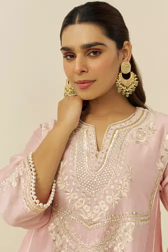 Blush pink aiza - short chauga with salwar