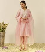 Blush pink aiza - short chauga with salwar and dupatta