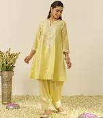 Lemon yellow aiza - short chauga with salwar