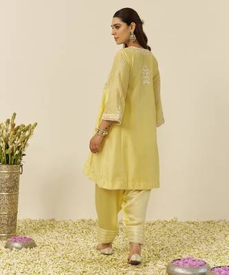 Lemon yellow aiza - short chauga with salwar 3