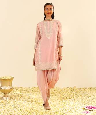 Blush pink zaisha - short kurta with dhoti 1