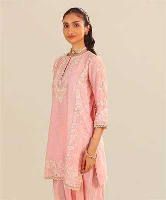Blush pink zaisha - short kurta with dhoti 2