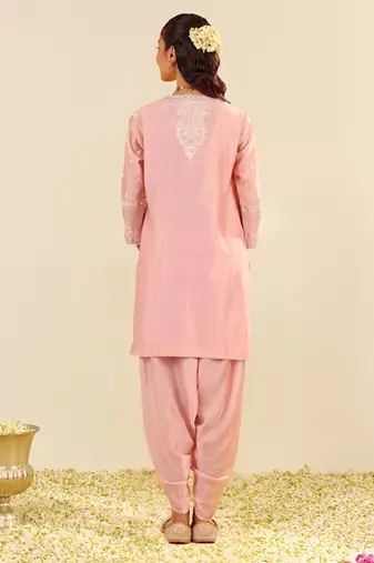 Blush pink zaisha - short kurta with dhoti