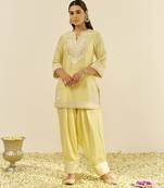 Lemon yellow zaisha - short kurta with dhoti