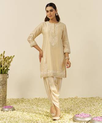 Beige zahra - short kurta with dhoti 1