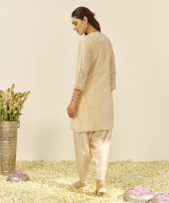 Beige zahra - short kurta with dhoti 2