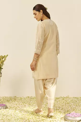 Beige zahra - short kurta with dhoti