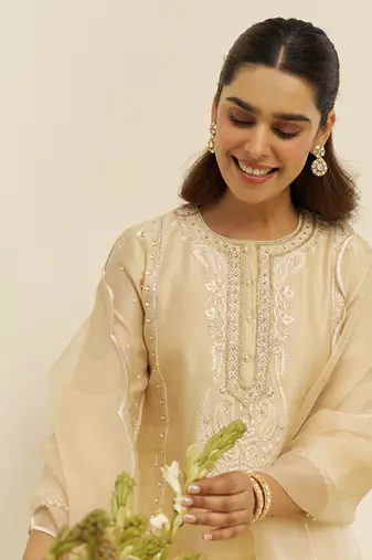 Beige zahra - short kurta with dhoti