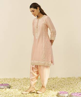 Off rose zahra - short kurta with dhoti 1