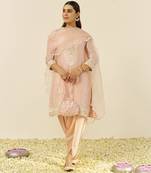 Off rose zahra - short kurta with dhoti and dupatta