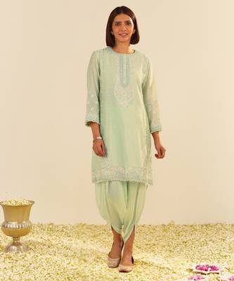 Mint green zahra - short kurta with dhoti 1