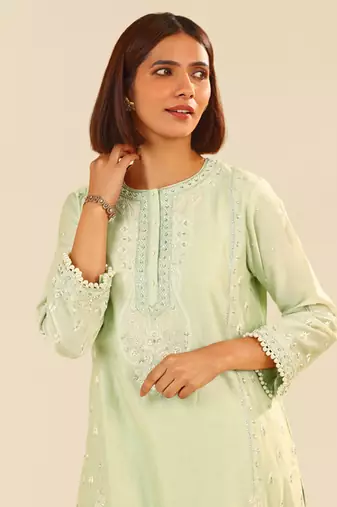 Mint green zahra - short kurta with dhoti