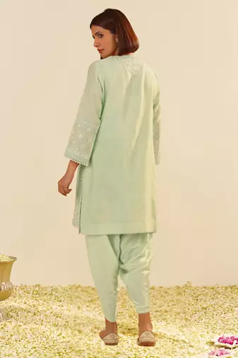 Mint green zahra - short kurta with dhoti