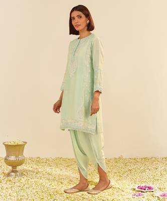 Mint green zahra - short kurta with dhoti 4