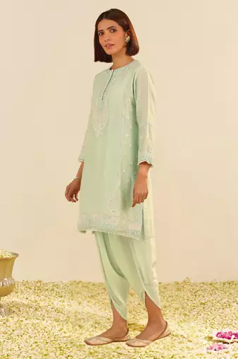 Mint green zahra - short kurta with dhoti