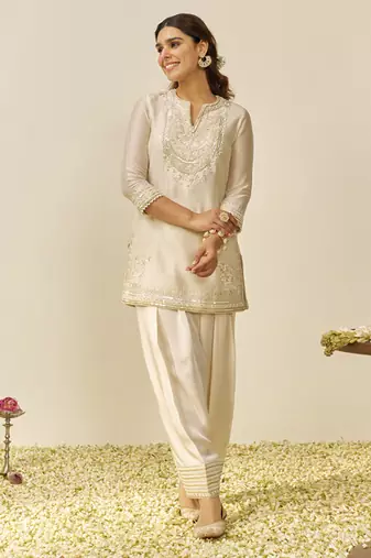 Daisy ivory sara - short kurta with salwar and dupatta