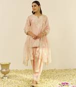 Blush pink sara - short kurta with salwar and dupatta