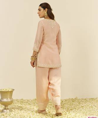 Blush pink sara - short kurta with salwar and dupatta 3