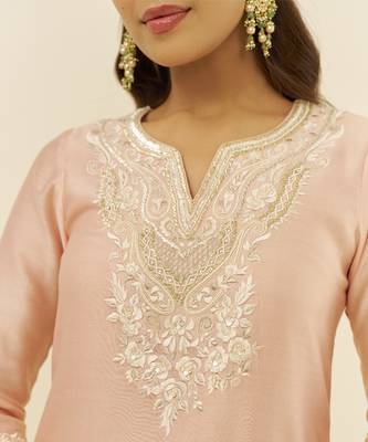 Blush pink sara - short kurta with salwar and dupatta 4
