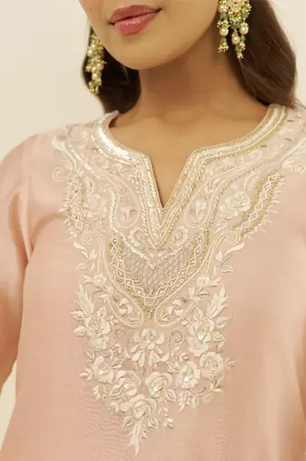 Blush pink sara - short kurta with salwar and dupatta