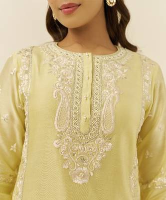 Lemon yellow sara - short kurta with salwar 2