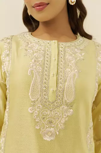 Lemon yellow sara - short kurta with salwar