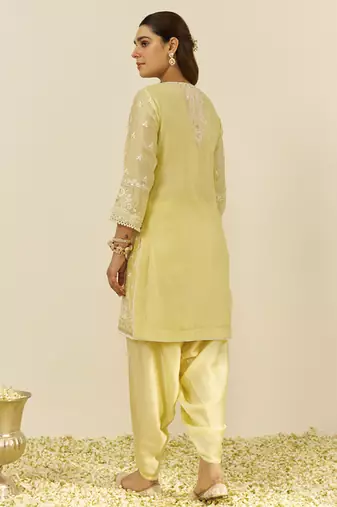 Lemon yellow sara - short kurta with salwar