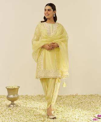 Lemon yellow sara - short kurta with salwar and dupatta 1