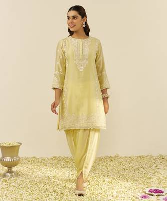 Lemon yellow sara - short kurta with salwar and dupatta 2