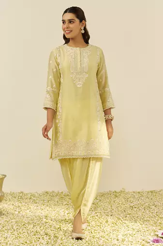 Lemon yellow sara - short kurta with salwar and dupatta